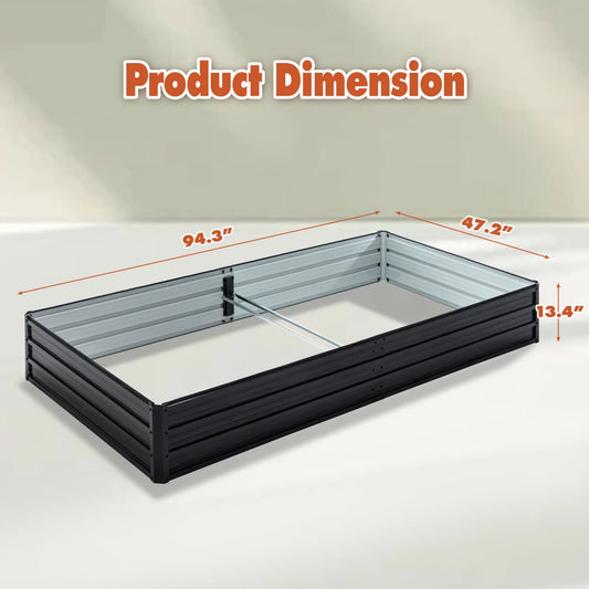 8X4x1 FT Galvanized Raised Garden Bed, Outdoor Planter Box Metal Patio Kit with Reinforcing Rod, Large Planting Bed for Vegetables Flowers Herb, Black