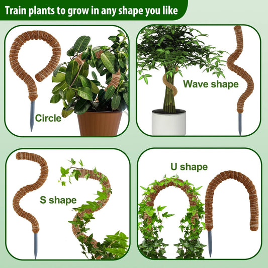 Moss Pole for Plants Monstera, 50 Inch Bendable Moss Pole for Climbing Plants, 2 Pack 25 Inch Coir Totem Pole for Monstera Plant Support Indoor