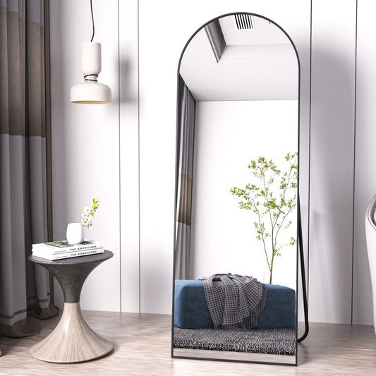 BEAUTYPEAK Arched Full Length Floor Mirror 64"x21.1" Full Body Standing Mirror,Black