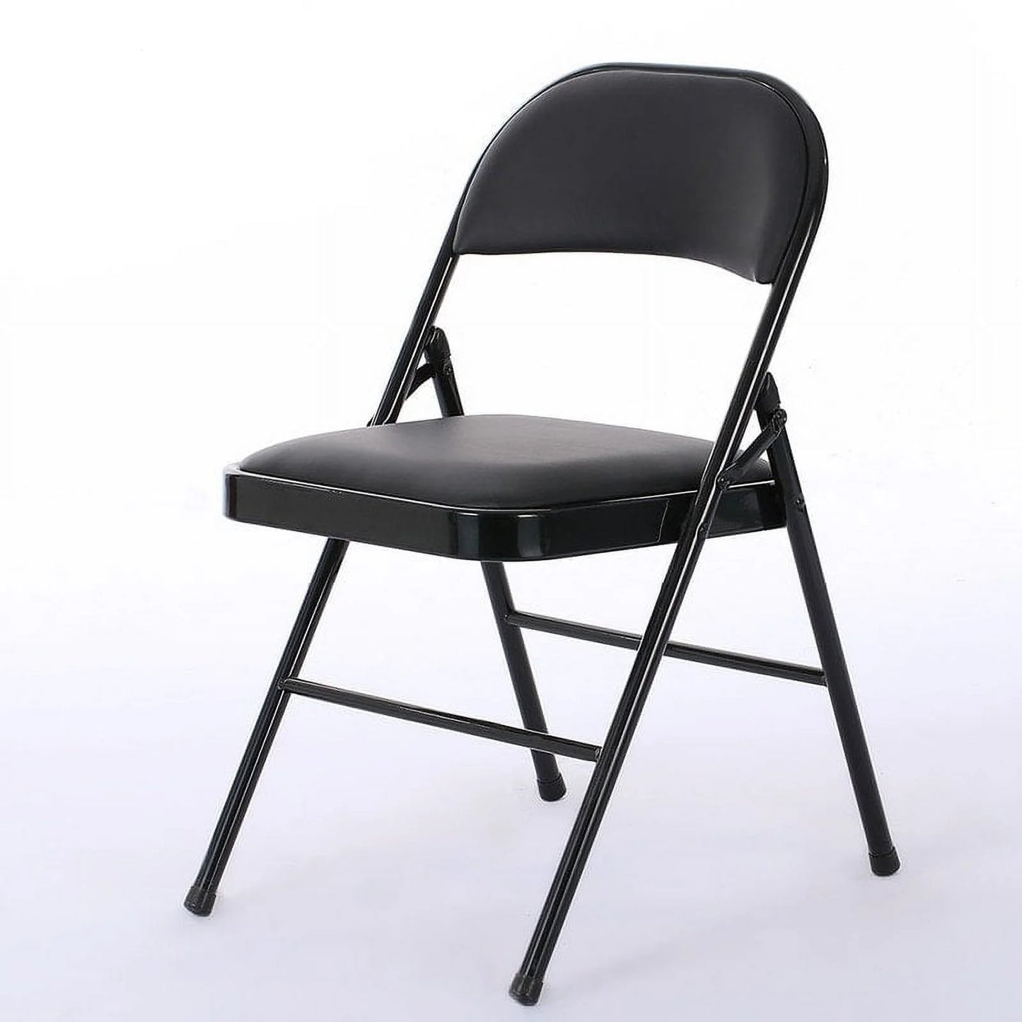 Folding Chairs with Leather Padded Seats Black for Home Office 6-Pack