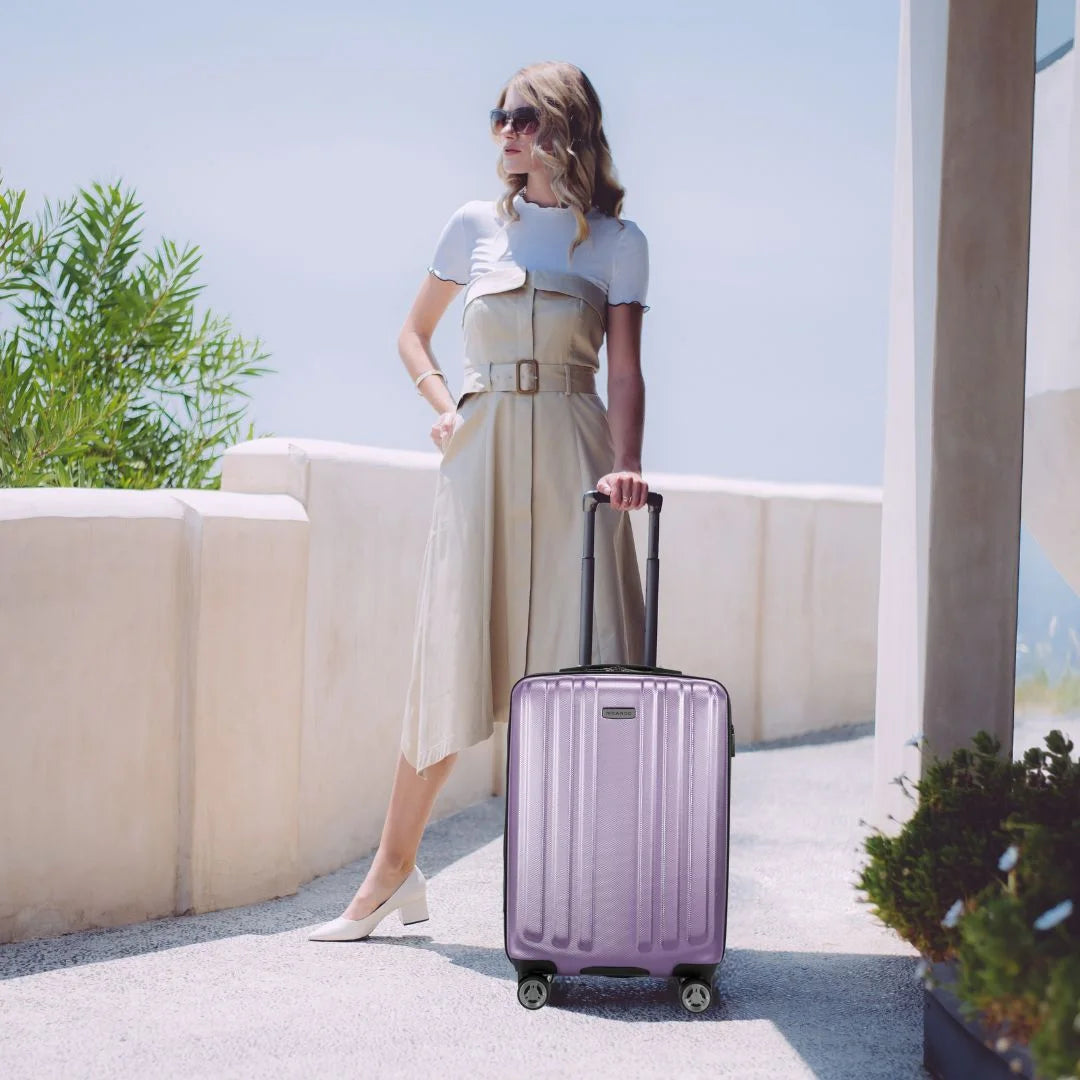 Ricardo Beverly Hills Kentfield Hardside 24" Expandable Checked Spinner Luggage, Silver Lilac