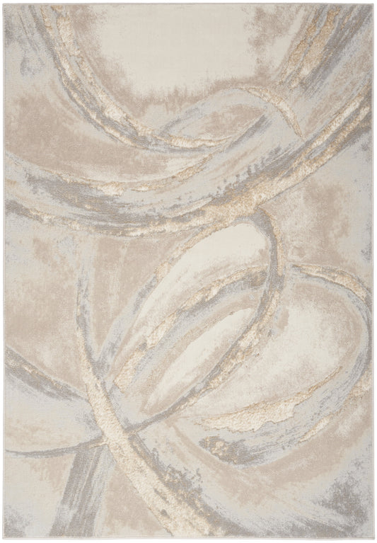 Inspire Me! Home Decor Brushstrokes Abstract Beige/Grey 5'3" x 7'3" Area Rug (5x7)