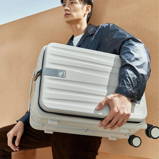Hanke 20"Carry On Luggage with Wheels, Ivory White