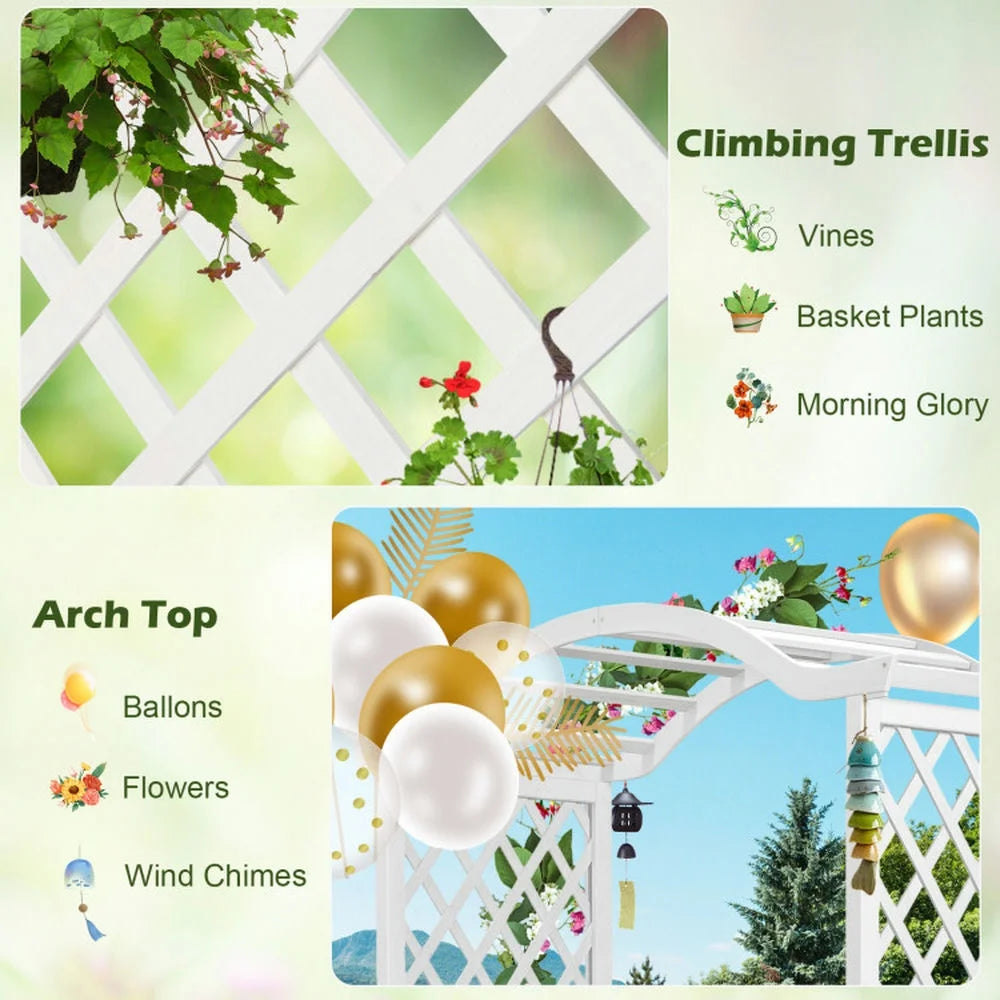Kadyn Outdoor Decor,Wooden Garden Arbor with Planter and Trellis for Climbing Plants Decorations-White