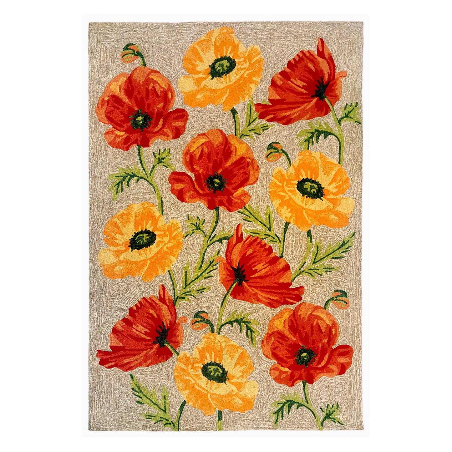 Liora Manne Ravella Poppies Outdoor Indoor Area Rug Neutral Fade Resistant 5x8