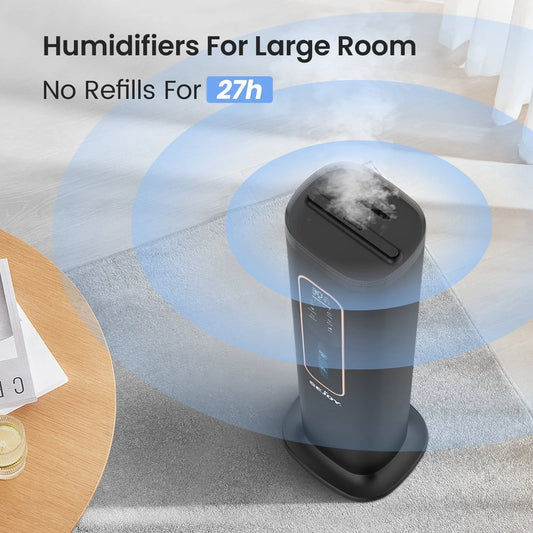Sejoy Humidifiers for Bedroom Large Room Home.1GAL/8L Top Fill Floor Ultrasonic Humidifiers with 3 Mist Speed,Remote,Quiet Humidification for Plants and Baby Infant,Black