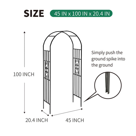 SCENDOR Garden Arches Arbors Curved Metal Durable Iron Plants Trellis Stand Use for Outdoor Garden Arbor Climbing Plants Wedding Arches Ceremony