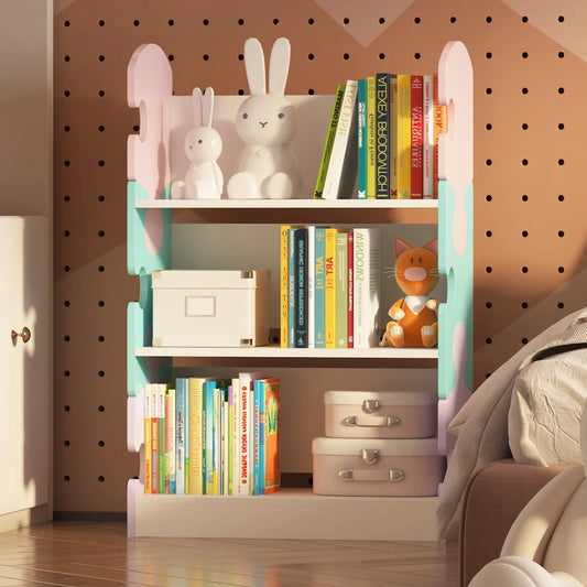 3-Tier Puzzle Piece Kids Bookshelf - Open Toy & Book Organizer for Nursery, Bedroom & Classroom