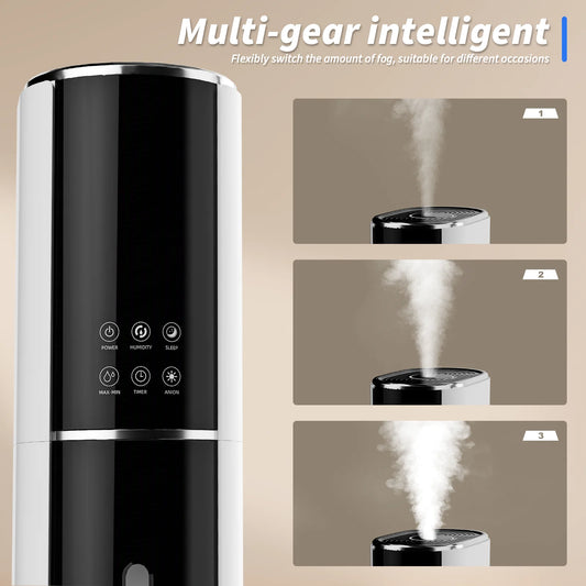 Rocyis Humidifier for Room Home Bedroom, 9L 2.3Gal Cool Mist Tower Top Fill Large Humidifier with Essential Oils,Whole House Floor Humidifiers for Baby,Pets,Plants,with Remote,360° Nozzle,White