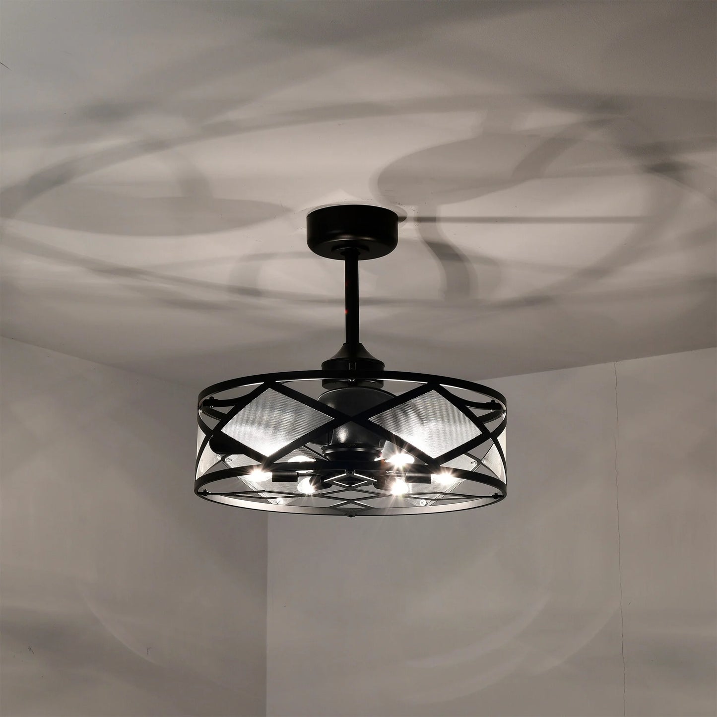 Daniya 23.2 in. 6-Light Indoor Matte Black Finish Ceiling Fan with Light Kit and Remote