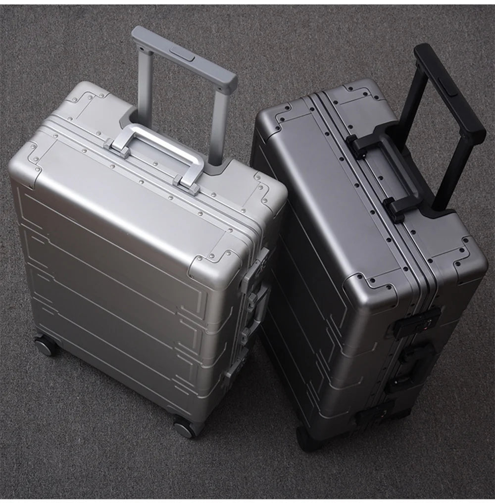 All Aluminum Magnesium Zipperless Carry on Luggage Airline Approved, Hardside Carry on Suitcase with TSA Lock, Lightweight Hardshell Luggage Metal Rolling Luggage for Travel