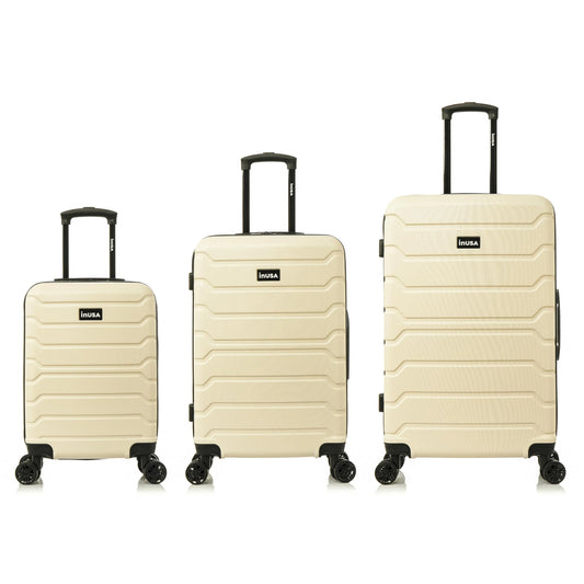 InUSA Trend 3-Piece Hardside Luggage Sets with Spinner Wheels, Handle, Trolley, (20"/24"/28"), Sand
