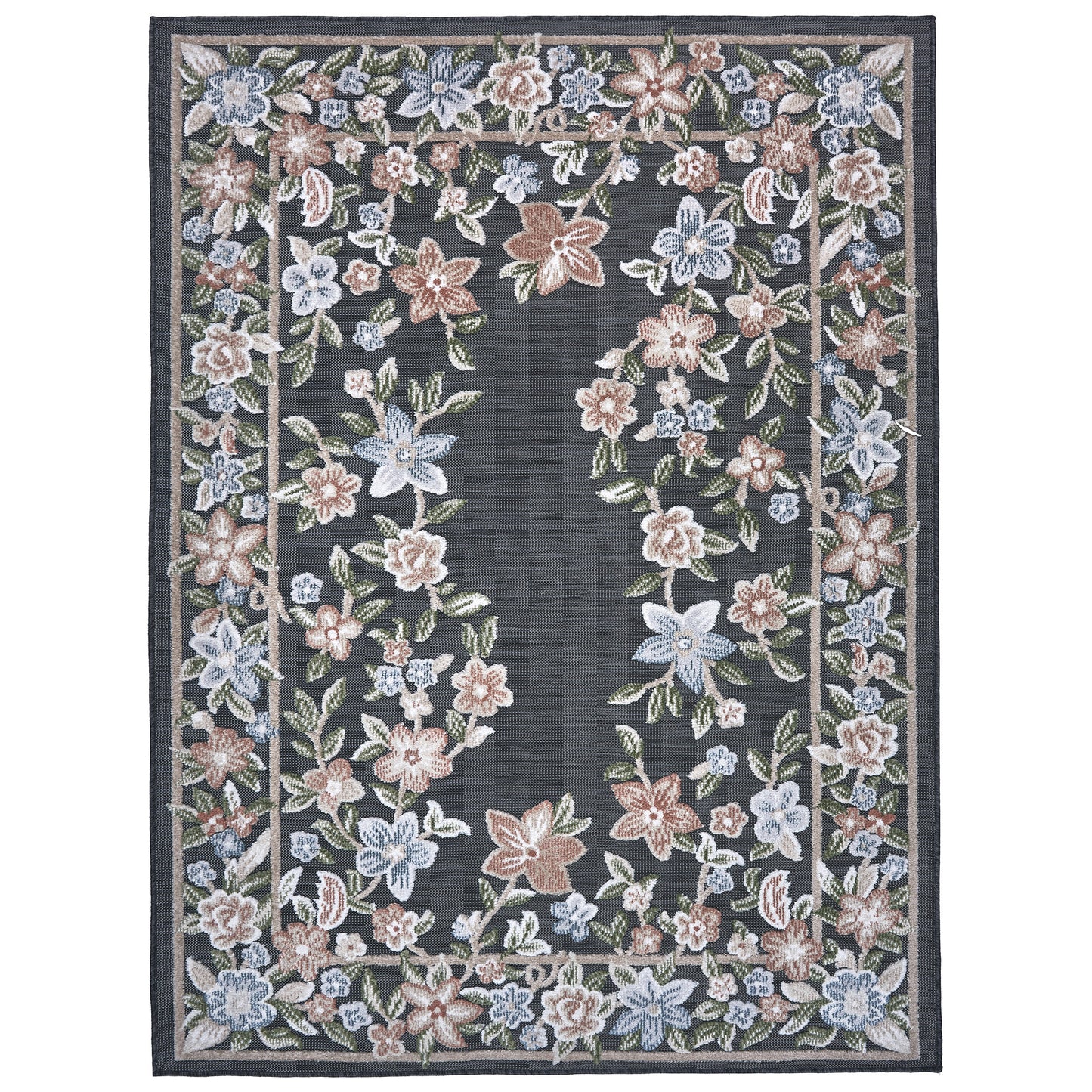 Laguna Indoor/Outdoor Area Rug, Beta Black, 5'3' x 7'