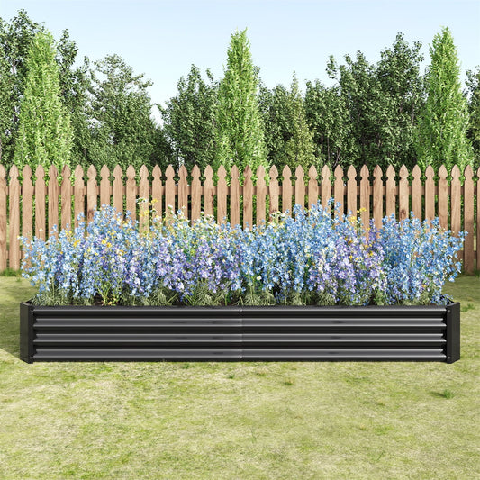 Dtwnek Rectangle Metal Raised Garden Bed Raised Planter for Flowers Plants, Black