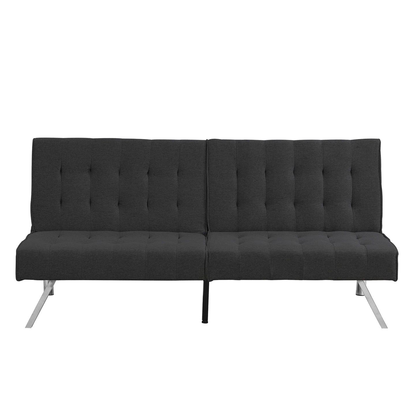 Aukfa Linen Futon Convertible Sofa for Home Office, Split Back, Space Save, Black
