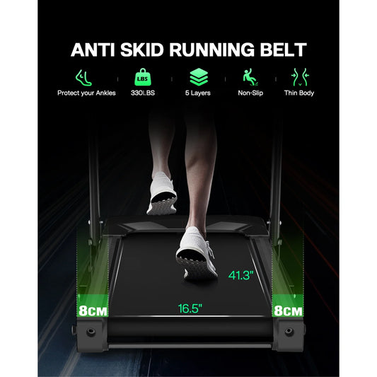 3.5HP 330 LBS Weight Foldable Electric Running Walking Machine with Bluetooth/APP for Home, Fitness Jogging Exercise, Easy Installation and Space Saver for Home Office Gym