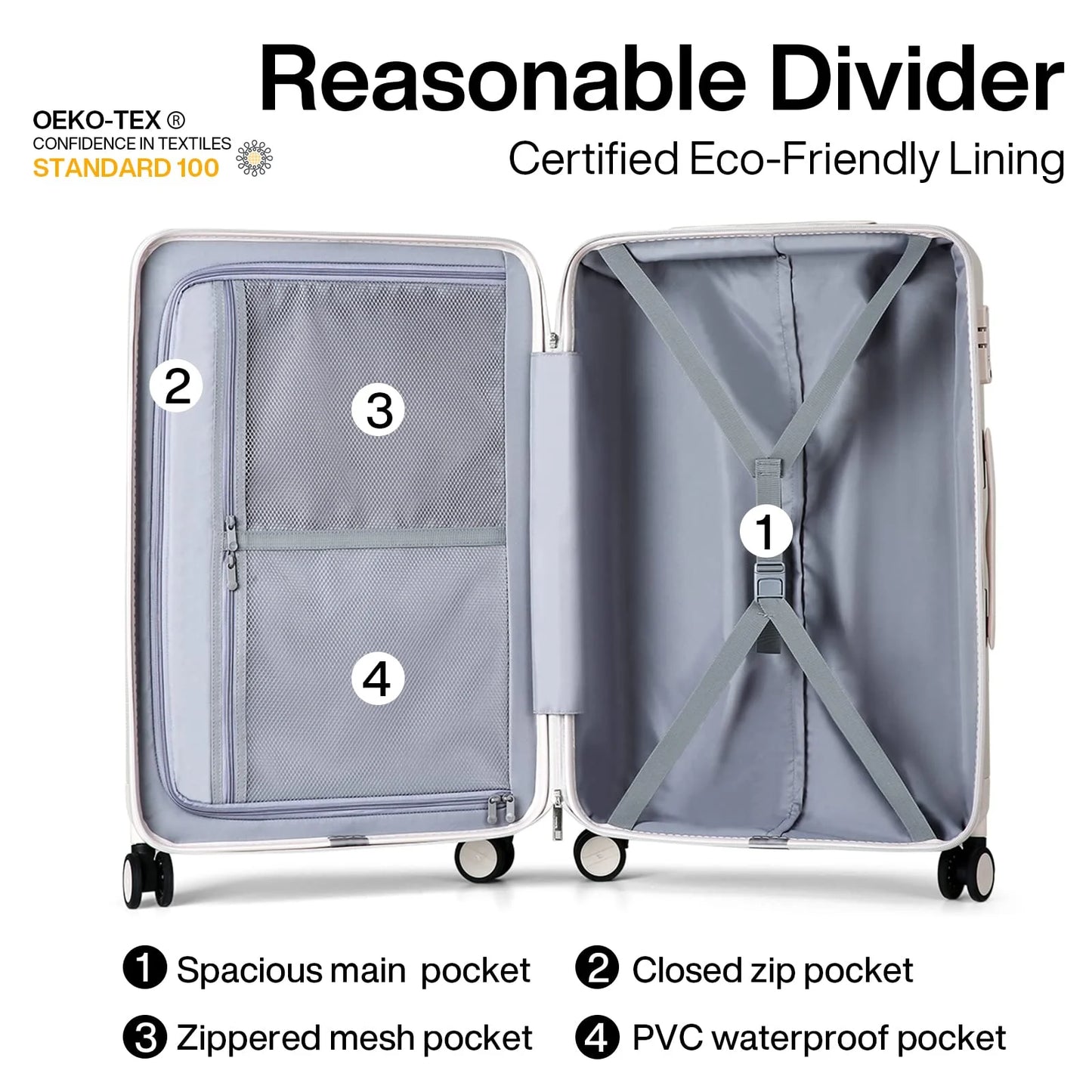 Hanke 28in Adult Hardside Checked Luggage, Ivory White