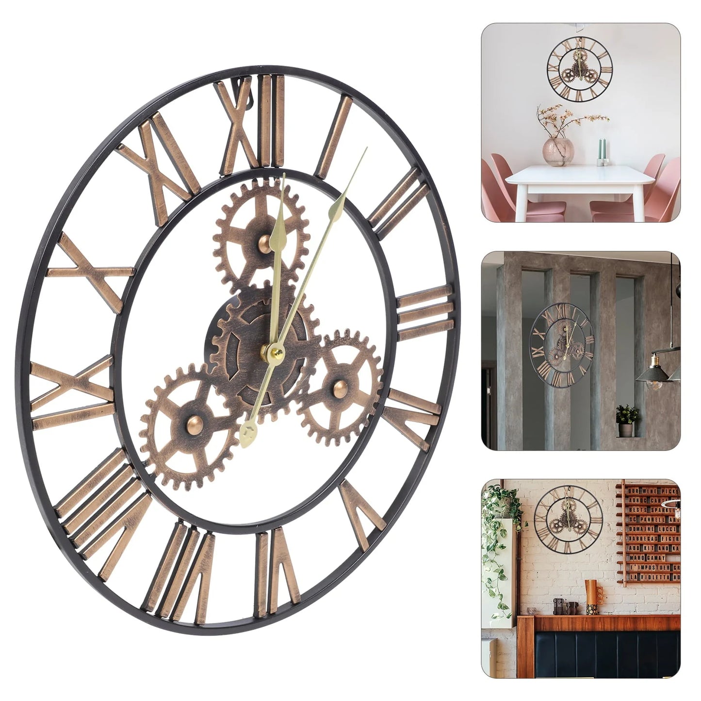 Homemaxs 1Pc Round Wall Clock American Style Wall Clock Simple Living Room Hanging Clock