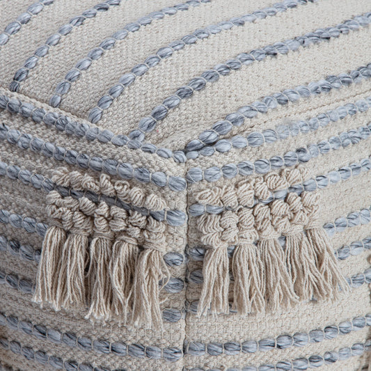 Anji Mountain Beige Cotton Polyester Square Poufs