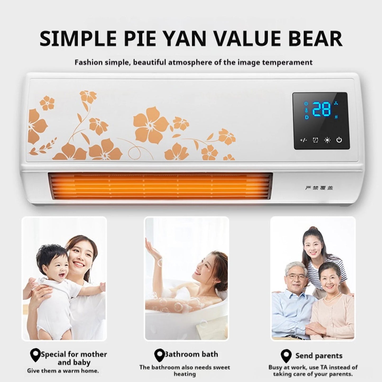 FYHALE Wall Air Conditioner, Portable Air Conditioner with Remote Control, Energy-saving Fast Heating Conditioner Fan, Shaking Head & Power-saving Ac Unit for Home Office Bedroom