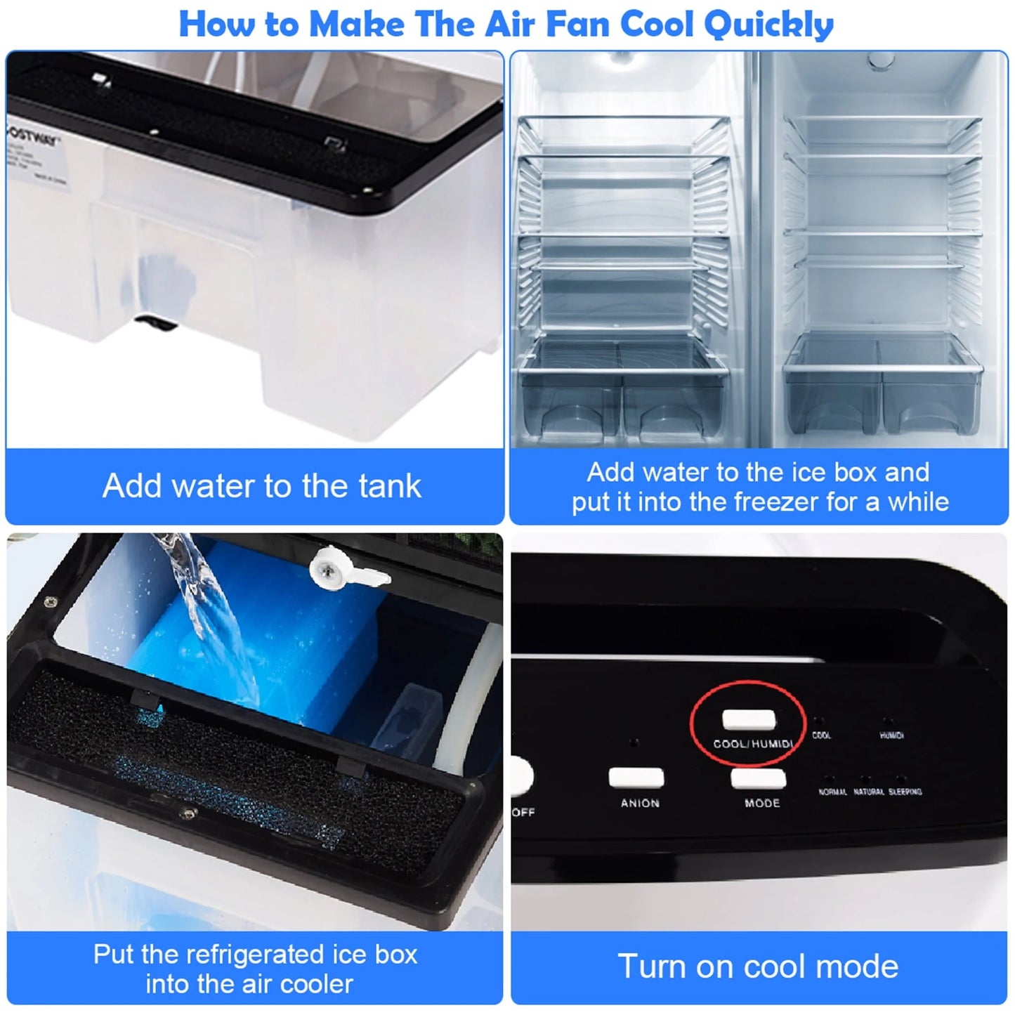 Gymax Evaporative Air Cooler Fan w/3 Modes and Speeds Home Office