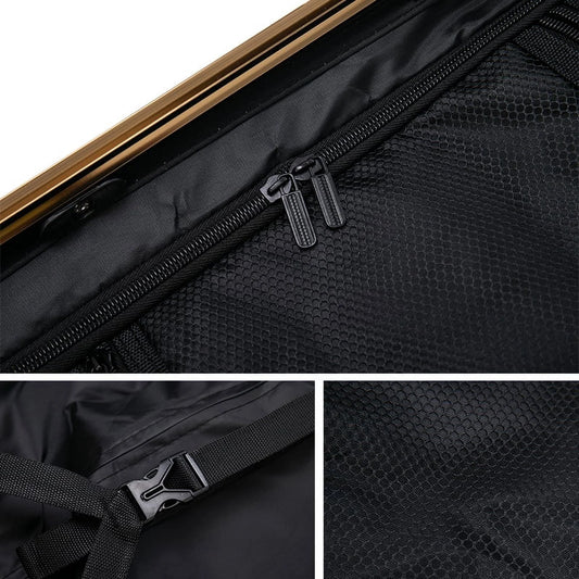 The luggage set is expandable into three sets, with an aluminum frame, password lock and double wheels, suitable for travel, business trips and school (20/24/28 IN)