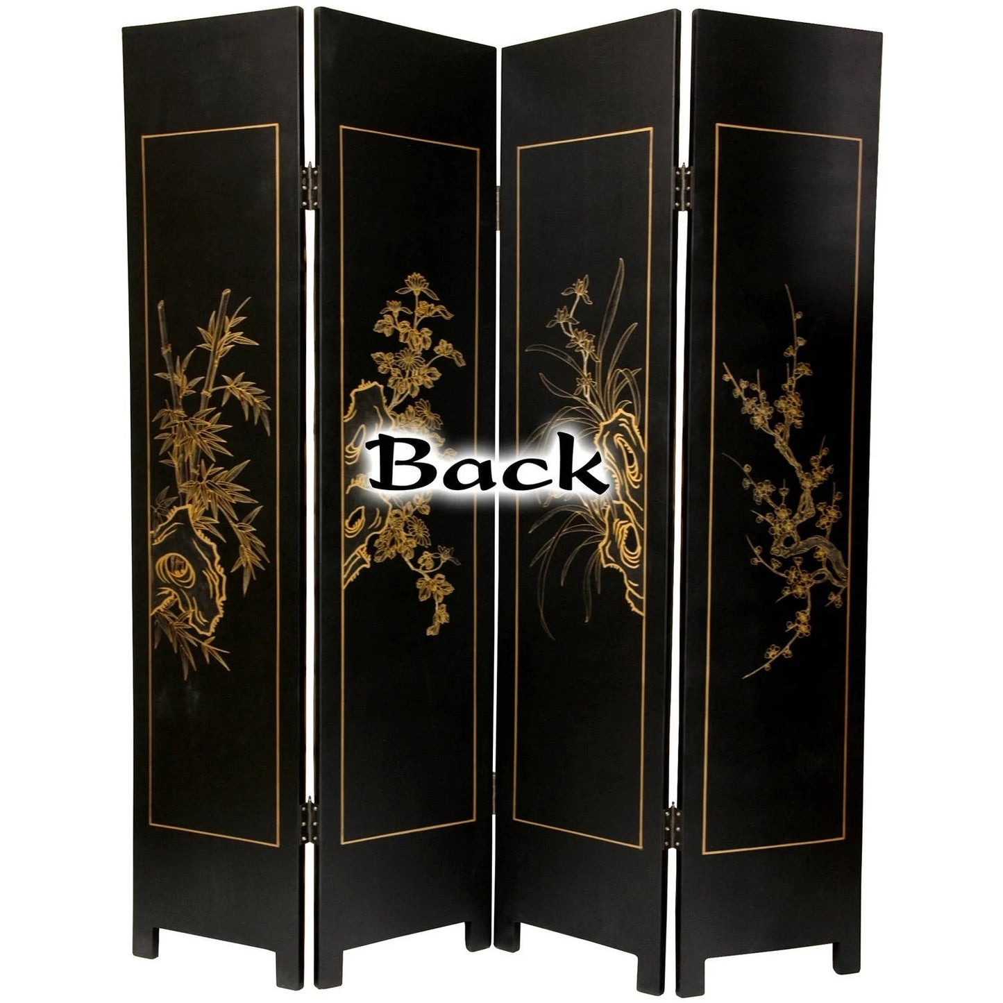 Handmade Wooden 6-foot Four Seasons Flowers Room Divider (China)
