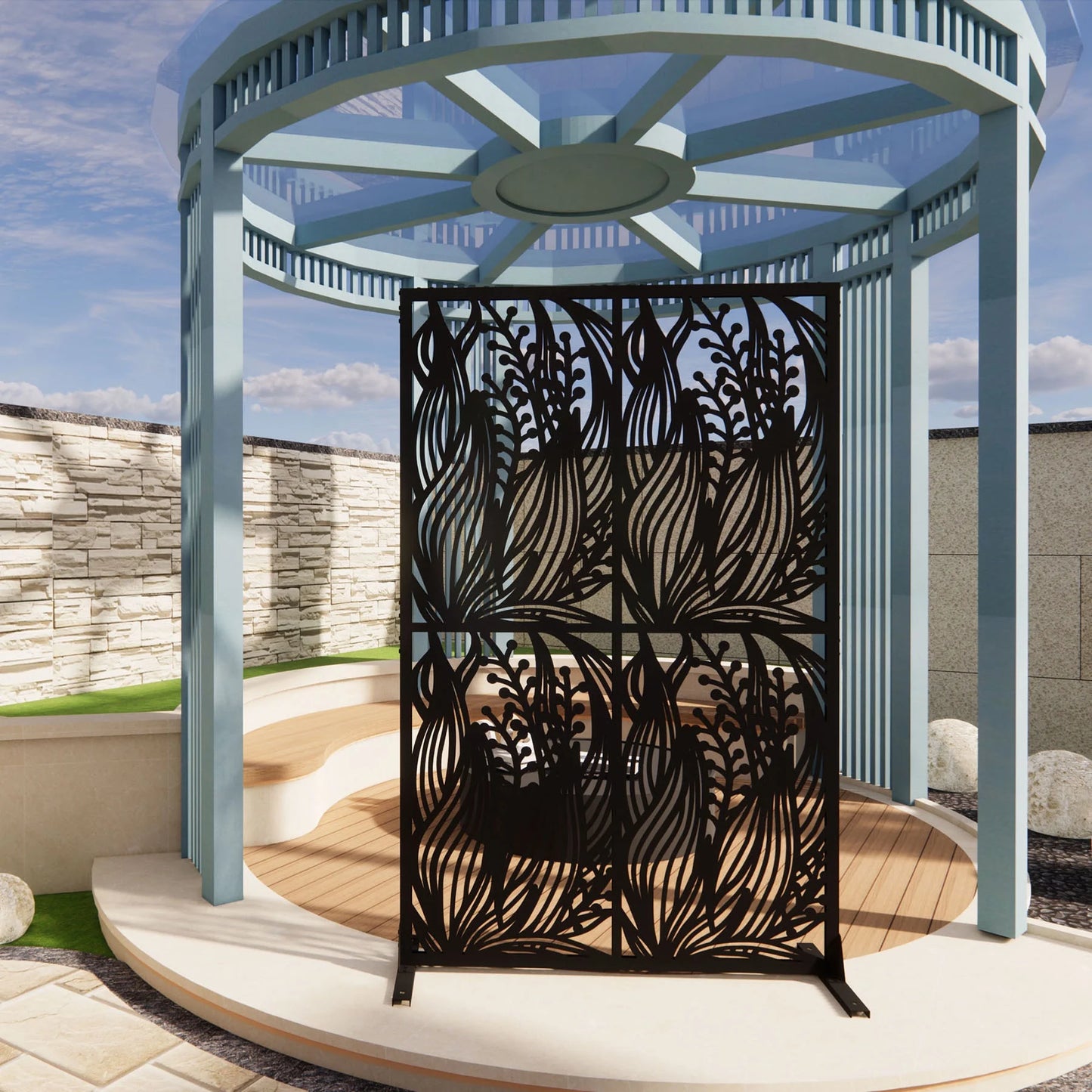 Metal Privacy Screen W3.8Ft X H6Ft Elegant White Bird Shape Outdoor Indoor Room Divider Easy To Assemble Portable Solution For Balcony Garden Patio And Living Room Privacy Needs