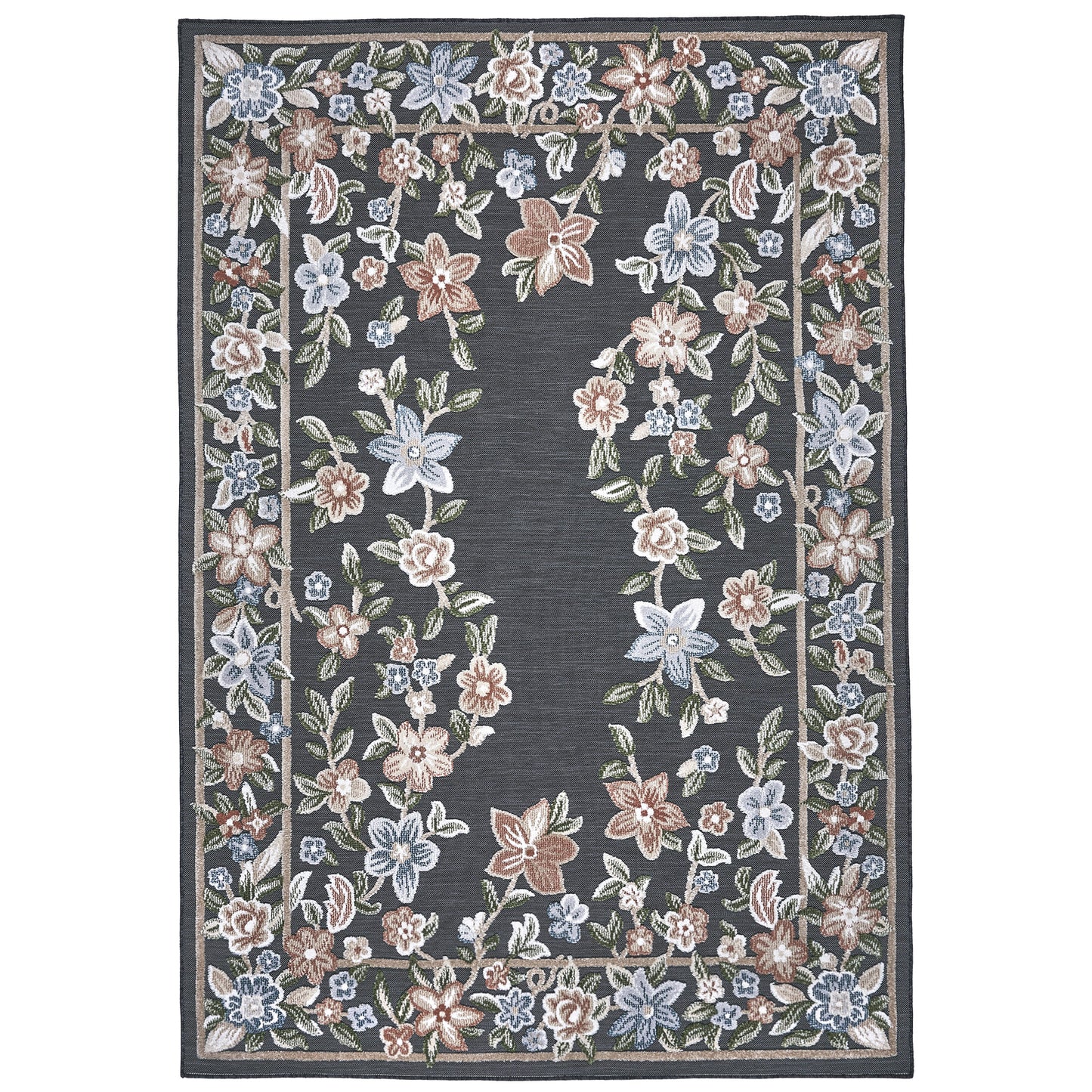 Laguna Indoor/Outdoor Area Rug, Beta Black, 6'6' x 9’6'