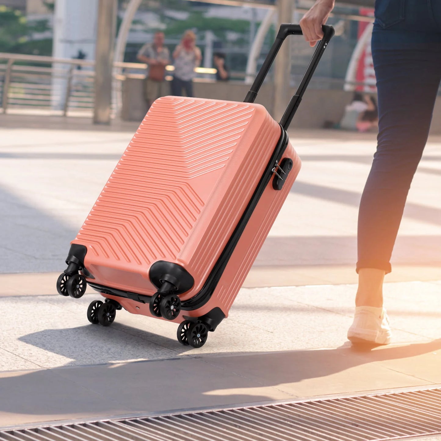 Carry On Luggage, 20" Hardside Suitcase ABS Spinner Luggage with Lock - Crossroad in Rosegold