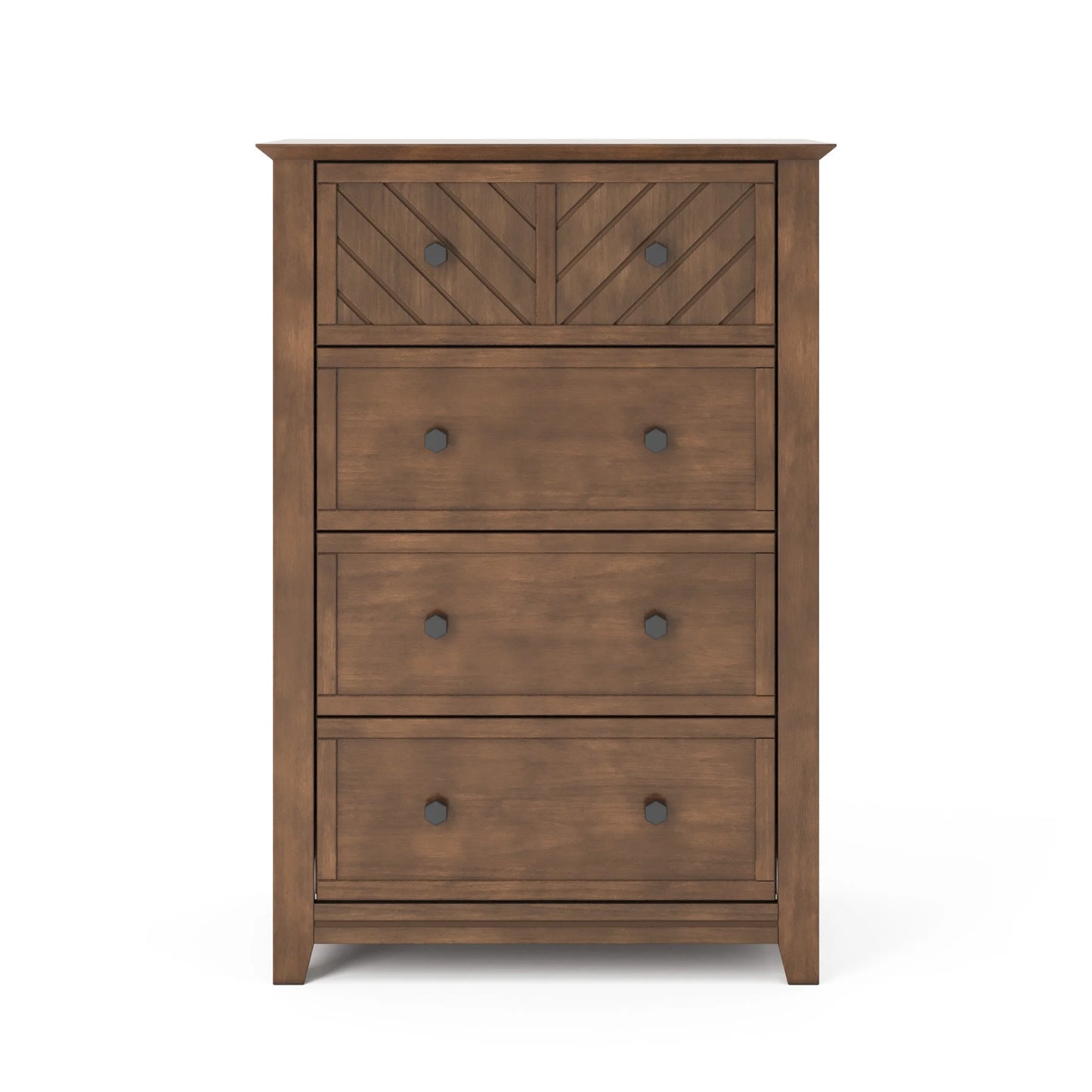 Child Craft Atwood 42" Interlocking 4-Drawer Chest for Nursery or Bedroom, Chevron Design, Anti-Tip Kit, Lunar Gray