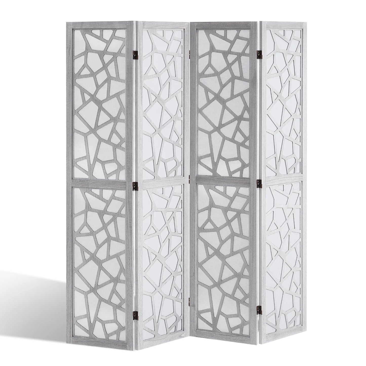 KFFKFF 4-Panel Room Divider, 66.9" Foldable Wood Panel Screen, Decorative Screen for Space Division in Homes, Offices, Restaurants & Bedrooms