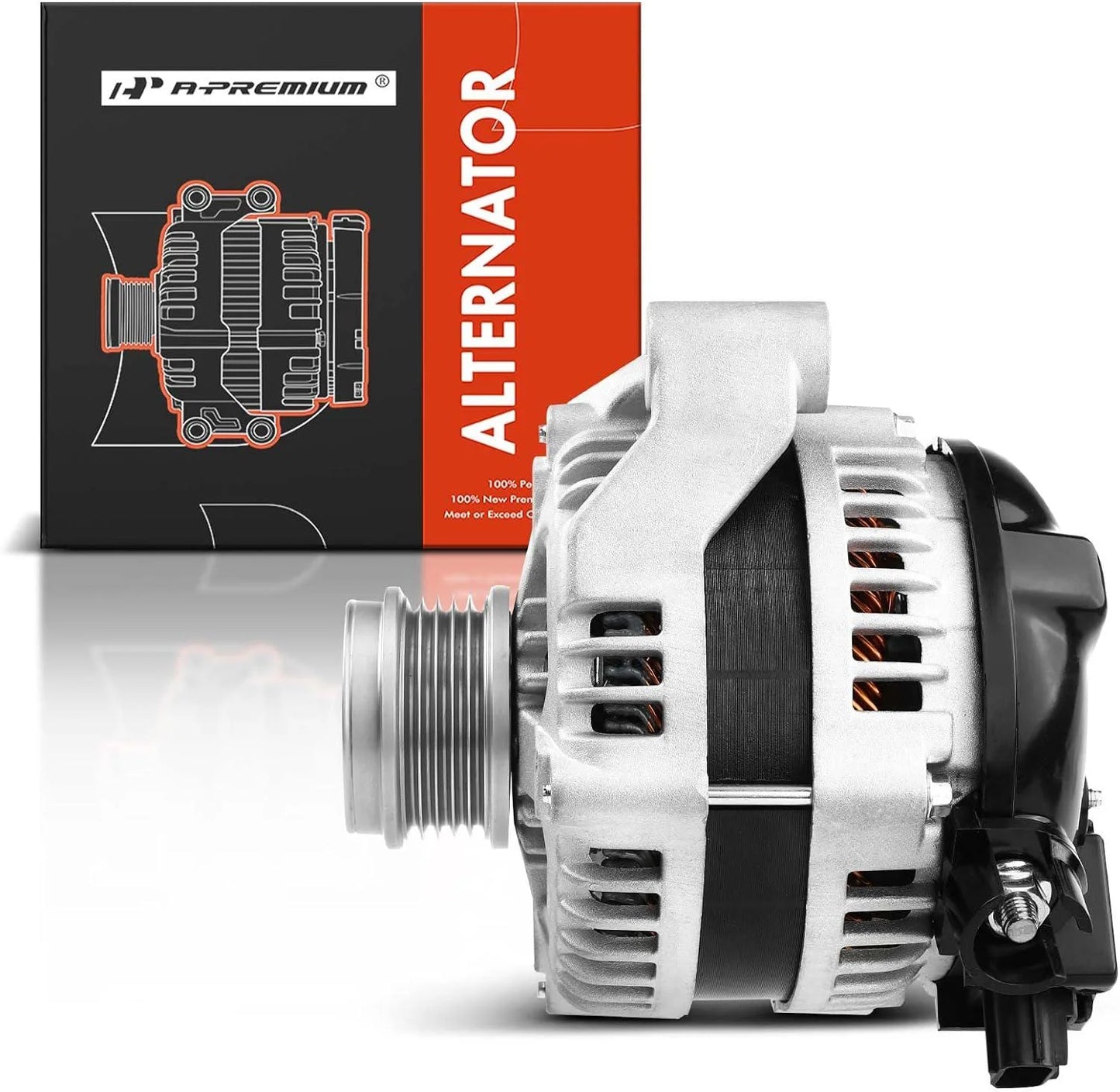 A-Premium Alternator Compatible with Volvo S40 2004, L5 2.4L 2.5L, 12V 150Amp Clockwise 5-Groove Clutch Pulley, Replace# 104210-4050, 3M5T-10300-UA, 30667051