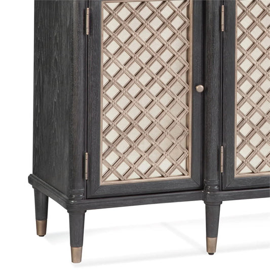 Bassett Mirror Groveland 6-Shelf Wood Server with Metal Accents in Black