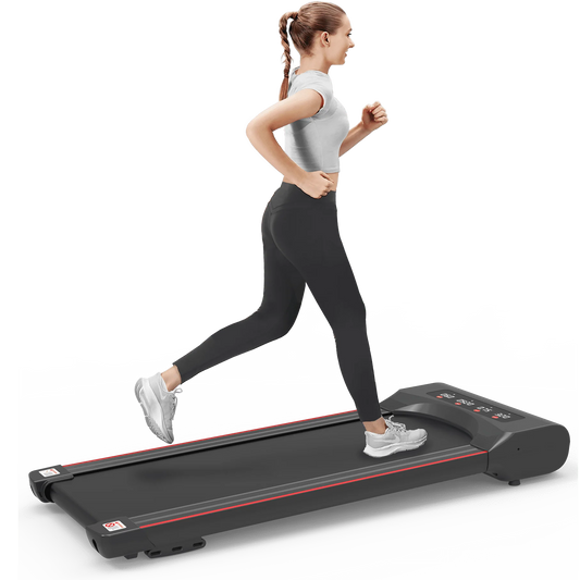 Elitezip Portable Jogging Treadmill with Walkingpad, Exercise Mini Treadmill for Home Office, Cardio Runner Machine, 2.5 Hp, 265 Lbs Weight Capacity, Electric Treadmills, Space Saving, Red