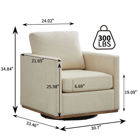 Swivel Accent Chair360 Degree Square Swivel Chair for Living Room, Mid Century Modern Upholstered Swivel Barrel Chair,Comfy Sofa Armchairs for Bedroom,Nursery,Chenille(Beige)