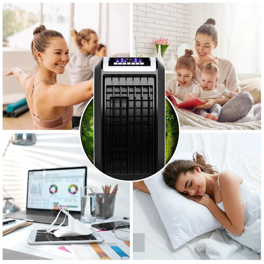 Giantex Evaporative Cooler, Portable 4-in-1 Cooler w/Humidifier & Anion, Bladeless Electric Fan for Home Office
