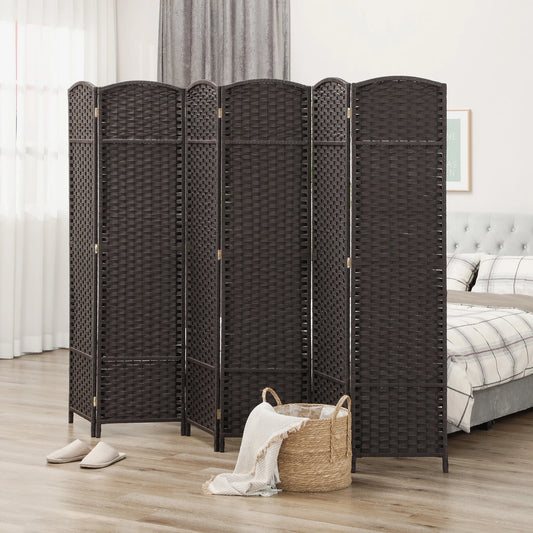 HOMCOM 6 Panel Room Divider Freestanding Folding Privacy Screen Brown
