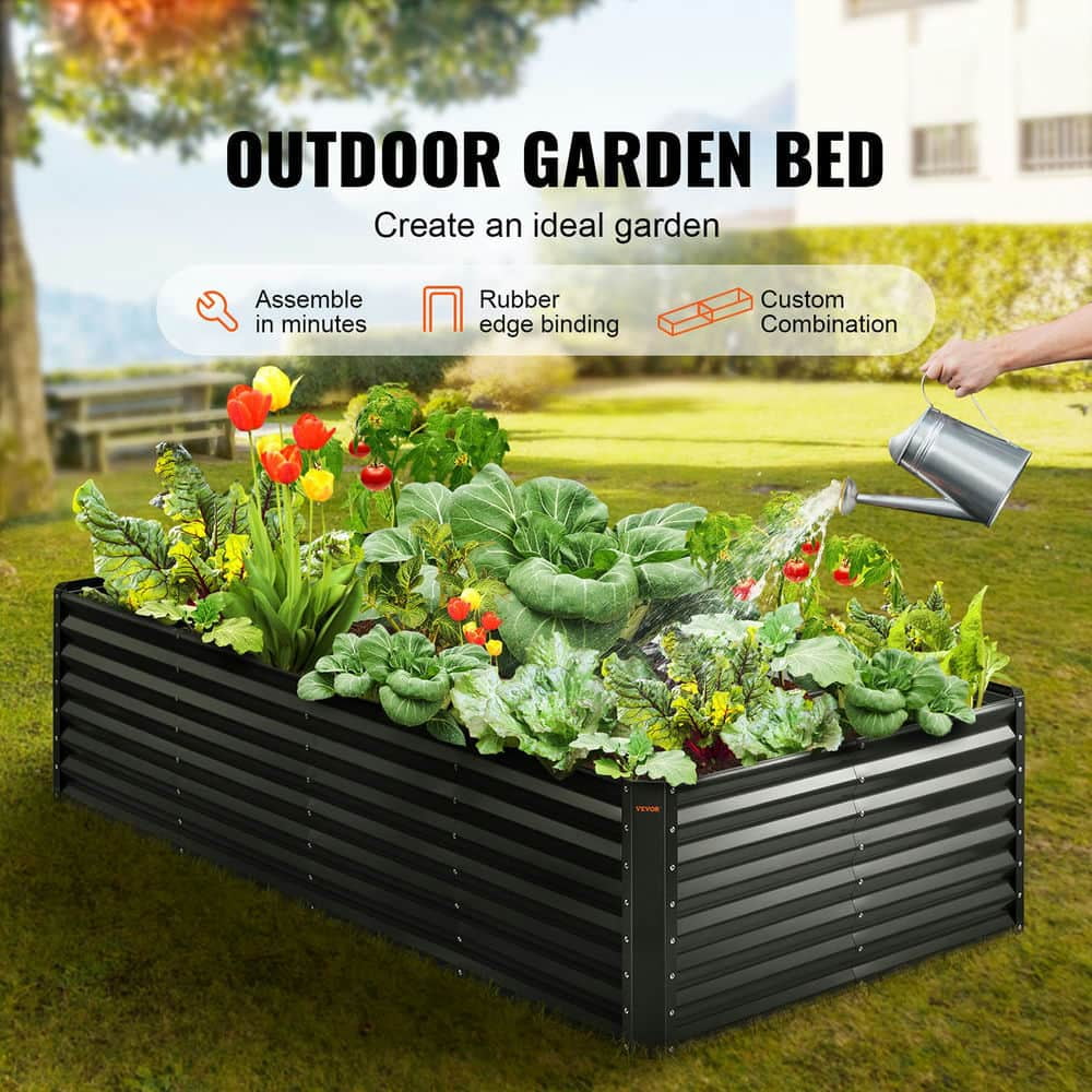 Topcobe Galvanized Raised Garden Bed Planter Box, Planters for Outdoor Plants, Flower Vegetable, 94.5x47.2x23.6"