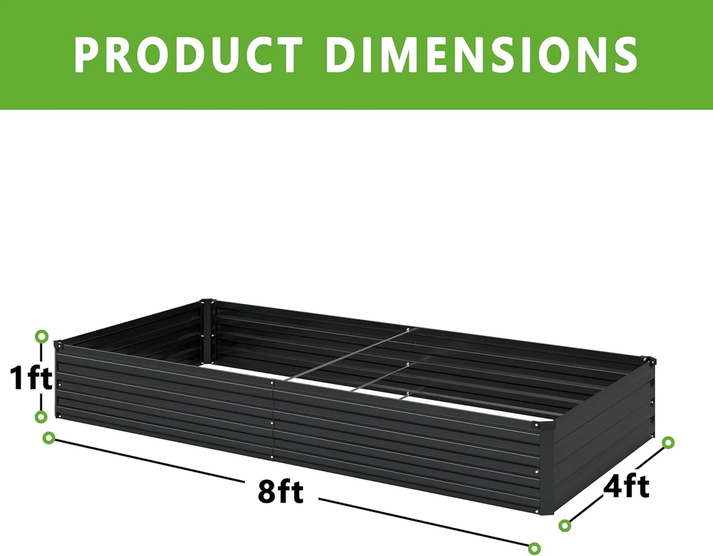 2PCS 12x4x1FT Galvanized Raised Garden Bed Kit,Vegetable Boxes-Rectangle Metal Flower Box,Large Planter Raised Beds Outdoor Garden for Planting,Fruit,Herb-Black
