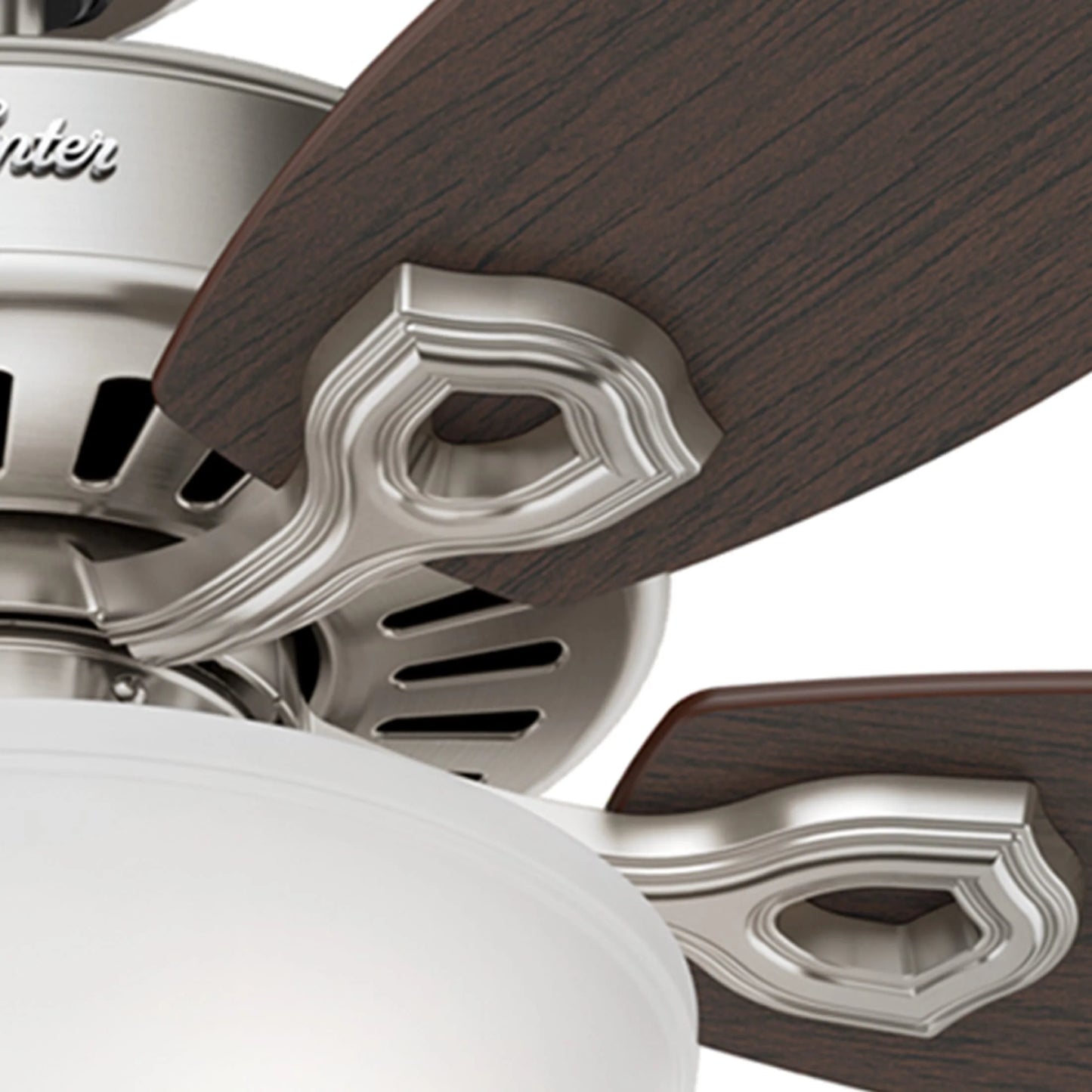 Hunter - Builder Indoor Ceiling Fan With Light, 52-inch, Brushed Nickel, Traditional-style, 3-speed WhisperWind Motor, 53090, for living rooms, bedrooms, home offices, kitchens