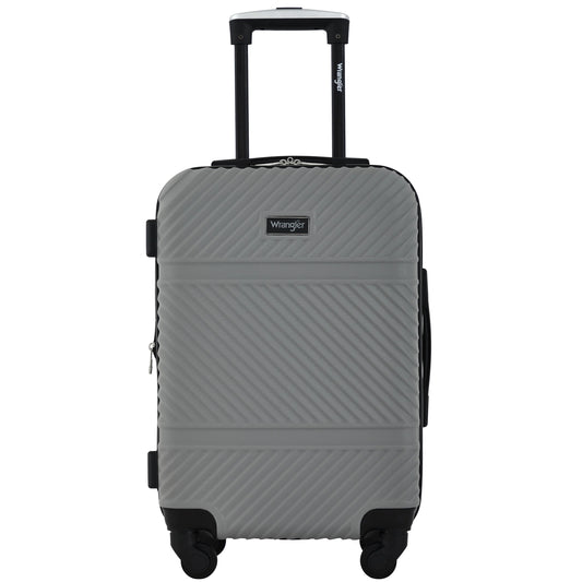 Wrangler 4 Piece Expandable Hardside Spinner Luggage Set with Packing Cubes, Sharkskin Grey