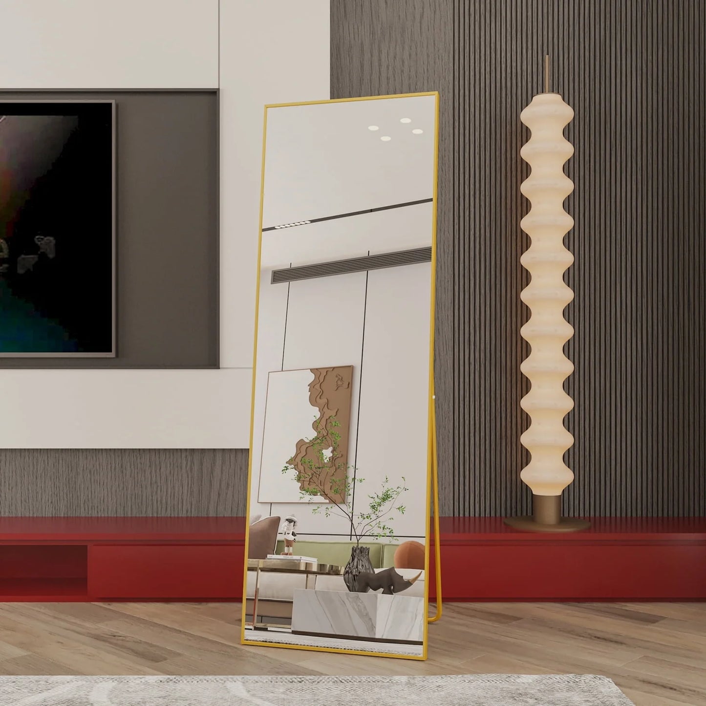 YouYeap Full Length Mirror 65"x22" Gold Rectangular Body Dressing Floor Mirrors