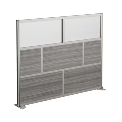 NBF Office Partition Room Divider - 76"H x 96"W Espresso & Warm Ash, Large Privacy Screen, Portable Partition Wall, Free Standing Office Divider