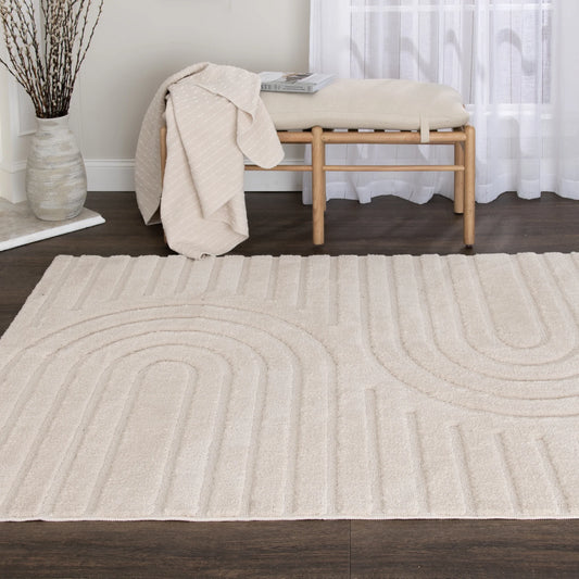Better Homes & Gardens Arches Hi Low Indoor Area Rug, Ivory, 5'x6'7"