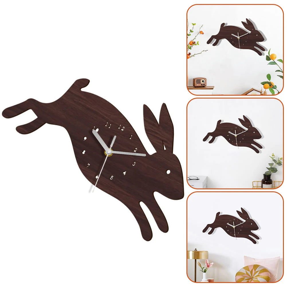 HOMEMAXS Rabbit Shaped Wall Clock Mute Clock Living Room Decorative Wall Clock Wall Decor
