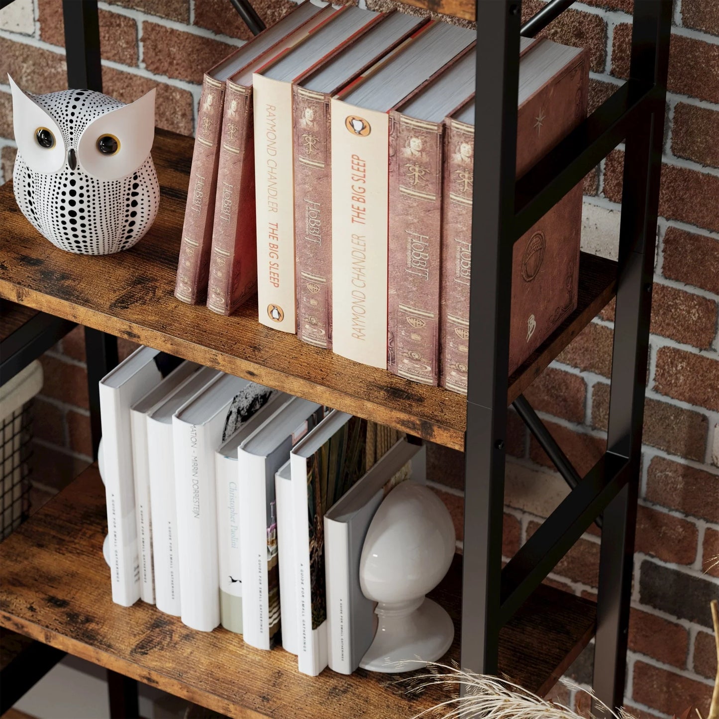 IRONCK Triple Wide 5 Tiers Industrial Bookcases and Bookshelves, Large Open Display Shelves with Metal Frame for Living Room Bedroom Home Office, Vintage Brown