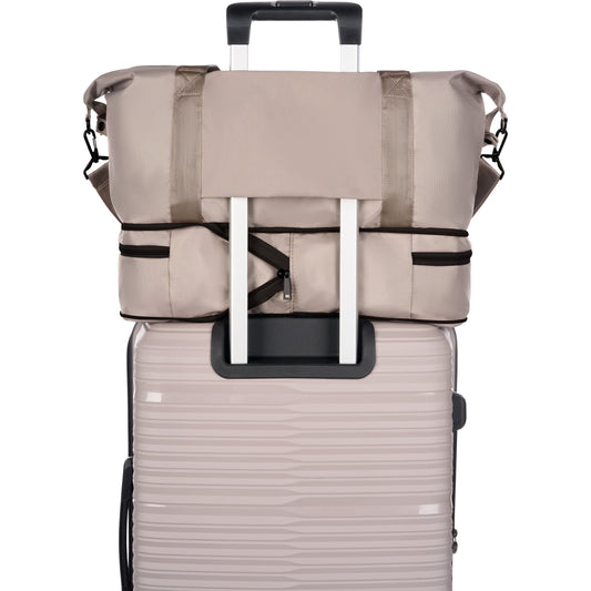 Protege 3-Piece Luggage Set, Taupe Splash, 20-inch Carry On, 25-inch Checked Suitcase & Weekender Duffel