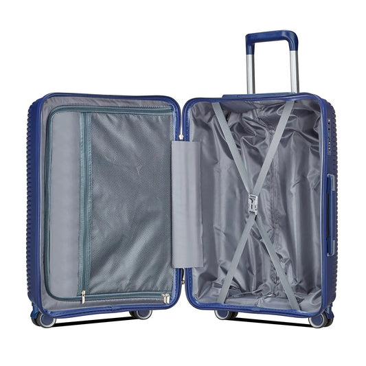 TRAVLR 100% PP Break Resistant Lightweight Expandable 20" Carryon Cabin Luggage Trolley Coral Blue.