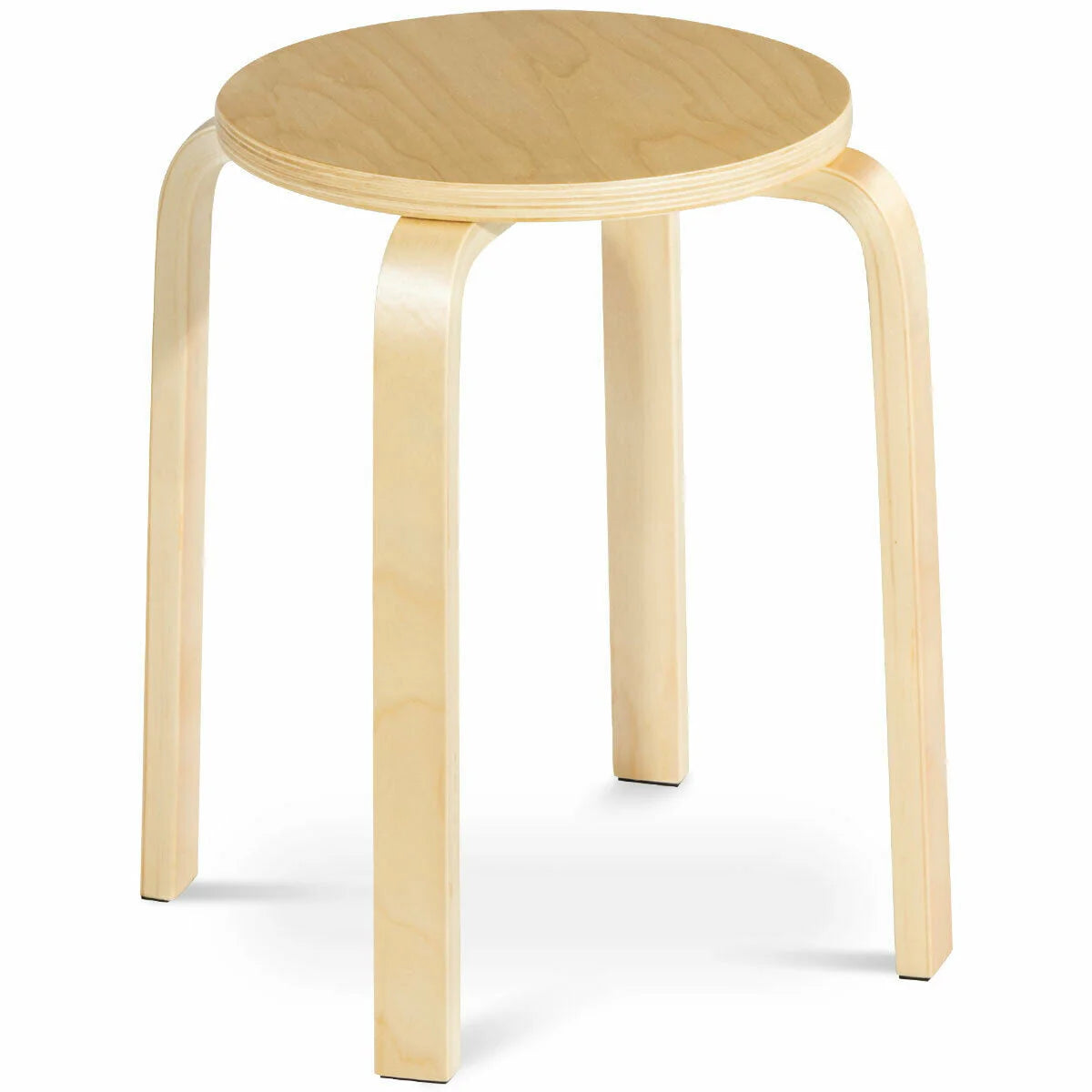 Set of 4 18" Stacking Stool Round Dining Chair Backless Wood Home Decor